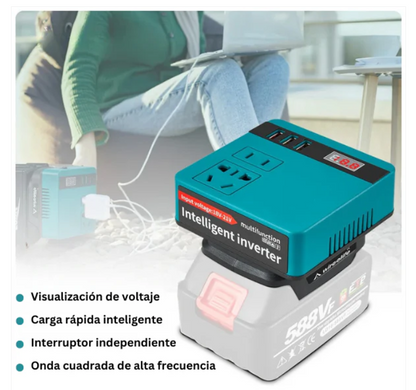 Inversor de batería de litio de 120W, herramientas de litio multifunción, 21V a 220VAC, motor Dual inteligente