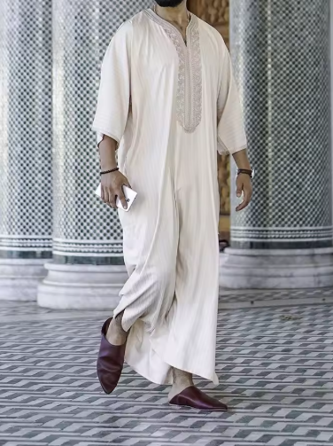 Quamis de hombres de manga larga para hombre, vestido islámico, ropa saudita de Oriente Medio, hombre marroquí, Thobe Jubba Kandora Djellaba