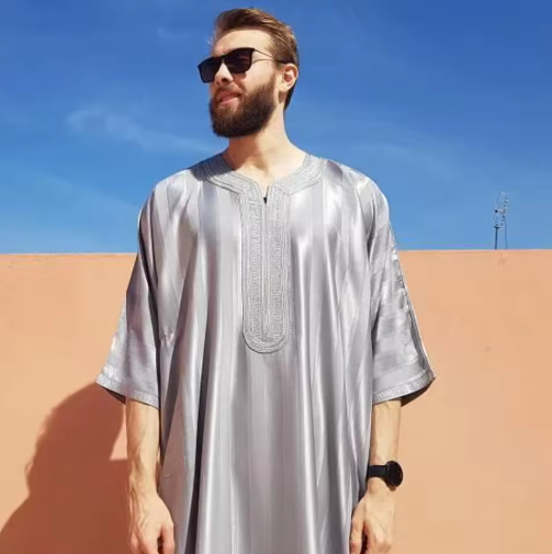 Quamis de hombres de manga larga para hombre, vestido islámico, ropa saudita de Oriente Medio, hombre marroquí, Thobe Jubba Kandora Djellaba